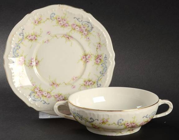 Yvonne Flat Cream Soup Bowl & Saucer Set