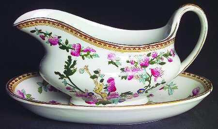 Indian Tree (Smooth, Gold) Gravy Boat & Underplate/Relish