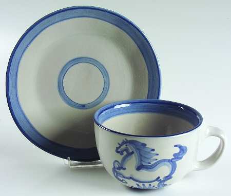 Blue Horse Oversized Cup & Saucer Set