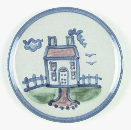 Country Scene Blue Bread & Butter Plate by M A Hadley