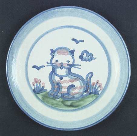 Country Scene Blue Salad/Dessert Plate