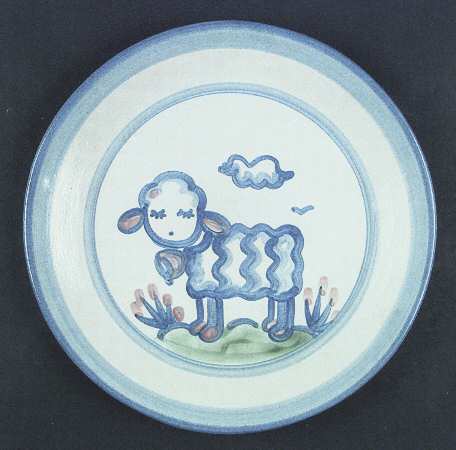 Country Scene Blue Salad/Dessert Plate