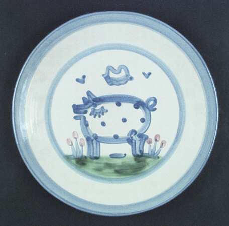 Country Scene Blue Salad/Dessert Plate