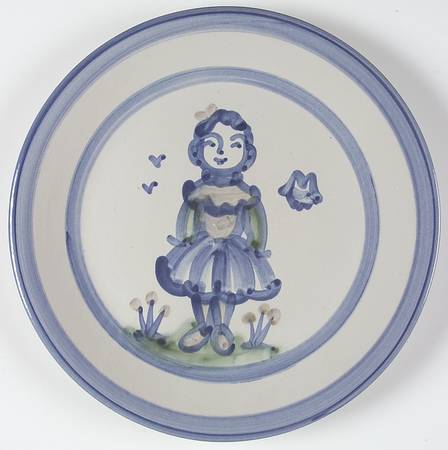 Country Scene Blue Dinner Plate