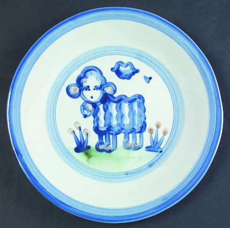 Country Scene Blue Luncheon Plate