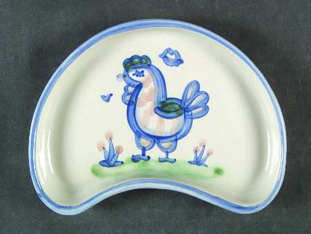 Country Scene Blue Crescent Salad Plate