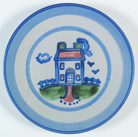 Country Scene Blue Salad/Dessert Plate