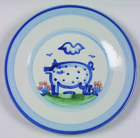 Country Scene Blue Luncheon Plate