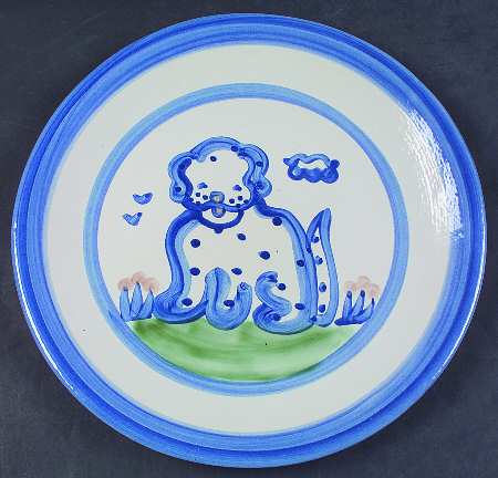 Country Scene Blue Dinner Plate