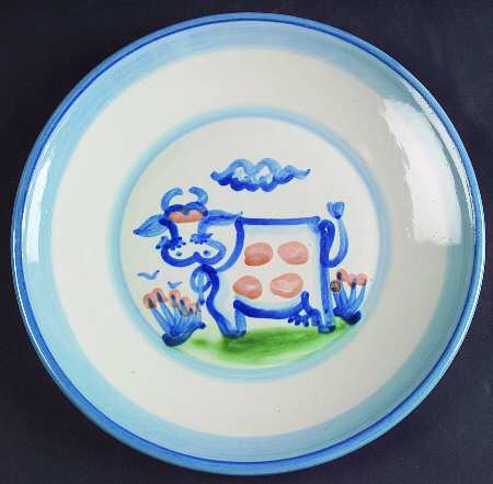 Country Scene Blue Luncheon Plate
