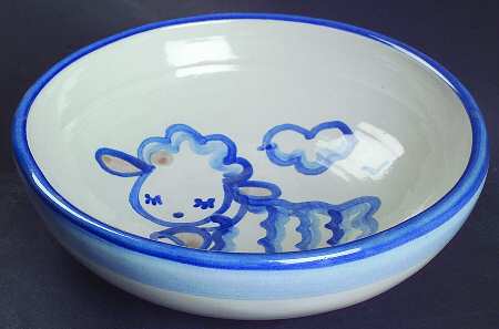 Country Scene Blue Coupe Soup Bowl