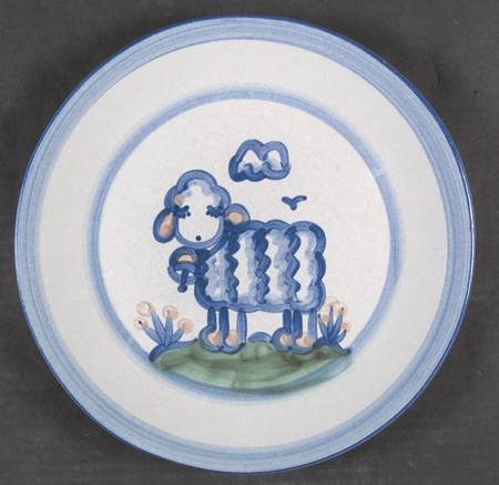 Country Scene Blue Dinner Plate