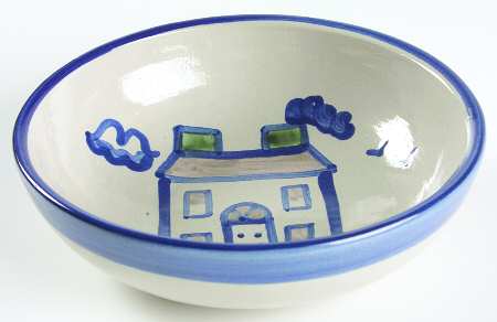 Country Scene Blue Coupe Soup Bowl