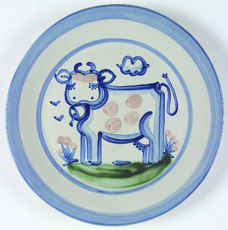 Country Scene Blue Dinner Plate