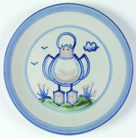 Country Scene Blue Dinner Plate