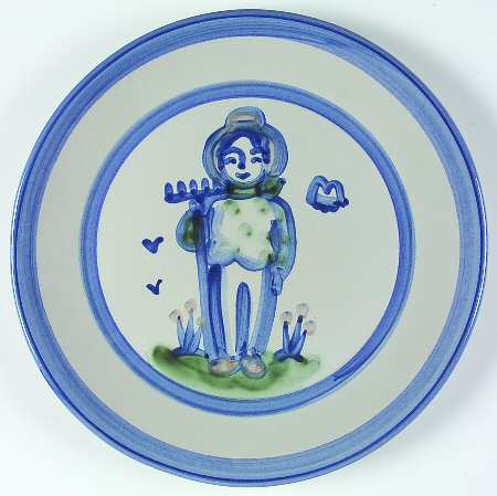 Country Scene Blue Dinner Plate
