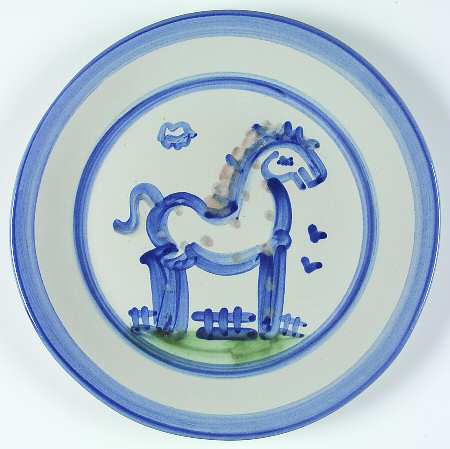 Country Scene Blue Dinner Plate