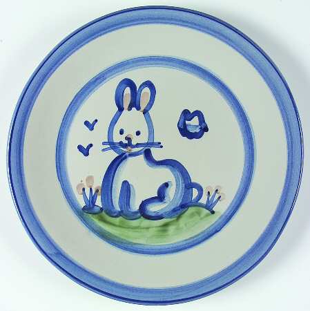 Country Scene Blue Dinner Plate