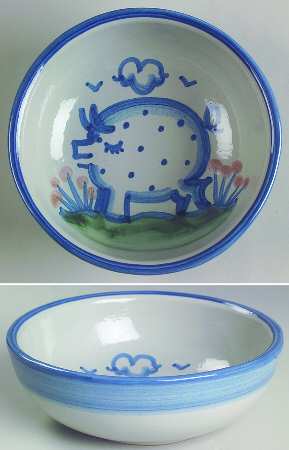 Country Scene Blue Coupe Cereal Bowl