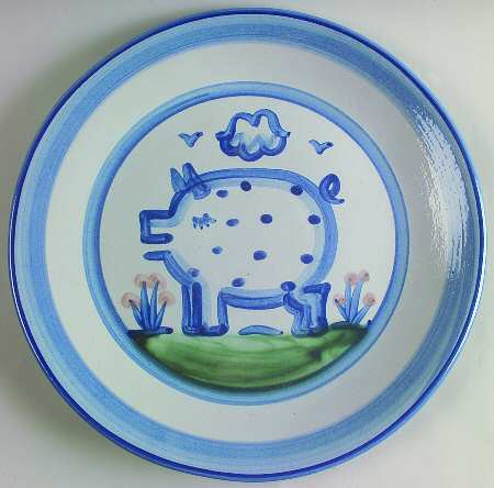 Country Scene Blue Dinner Plate