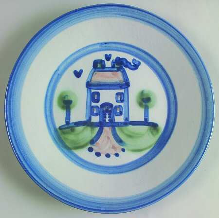 Country Scene Blue Luncheon Plate