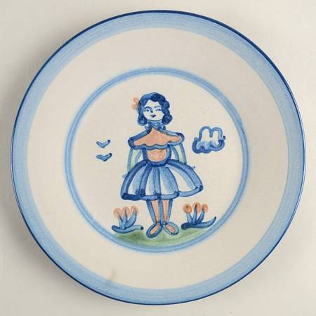 Country Scene Blue Luncheon Plate