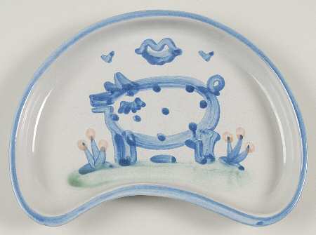 Country Scene Blue Crescent Salad Plate
