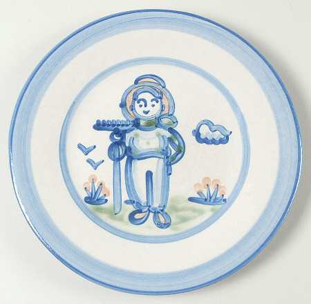 Country Scene Blue Salad Plate