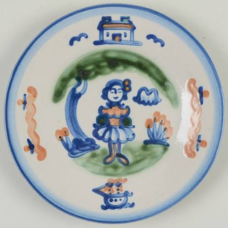 Country Scene Blue Luncheon Plate