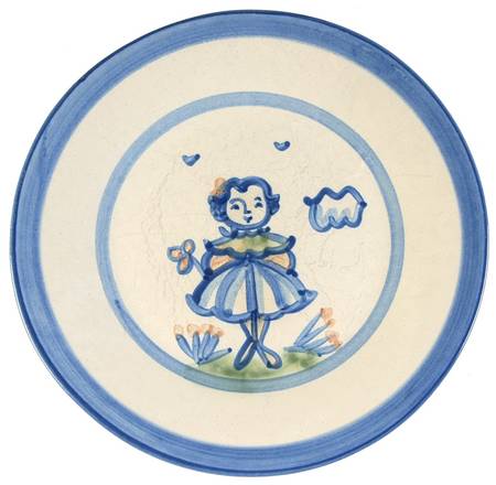 Country Scene Blue Salad Plate