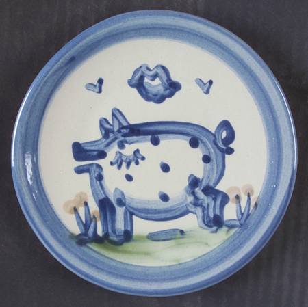 Country Scene Blue Bread & Butter Plate
