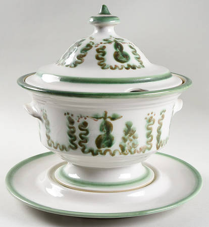 Pear and Grape Green Tureen &  Lid
