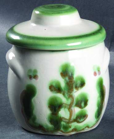 Pear and Grape Green Sugar Bowl No Lid