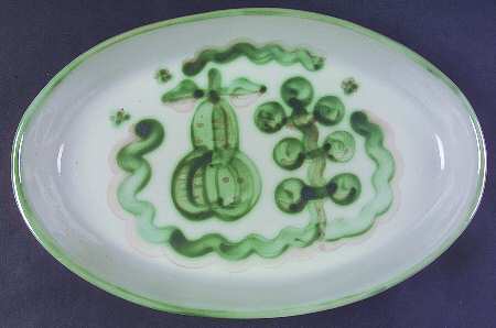 Pear and Grape Green 13" Oval Serving Platter