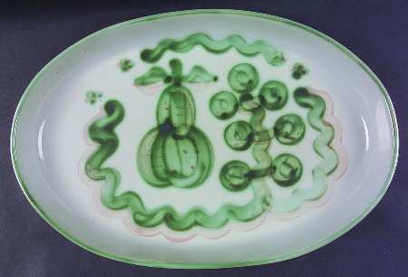 Pear and Grape Green 16" Oval Serving Platter