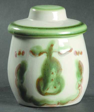 Pear and Grape Green Sugar Bowl & Lid