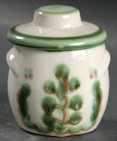 Pear and Grape Green Sugar Bowl & Lid