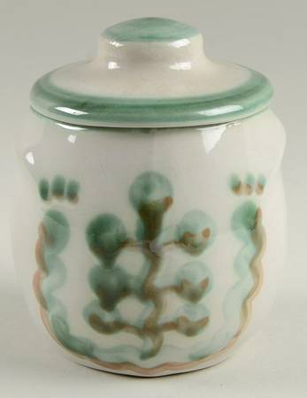 Pear and Grape Green Oversize Sugar Bowl & Lid