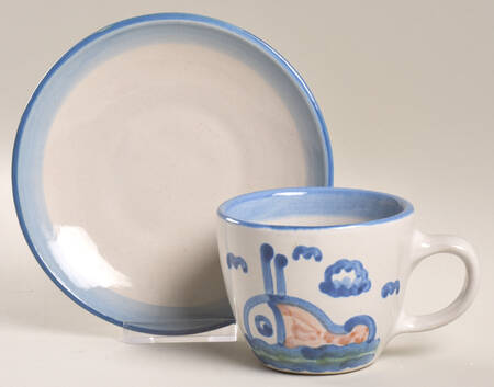 Ship & Whale Flat Cup & Saucer Set