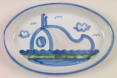 Ship & Whale 13" Oval Serving Platter