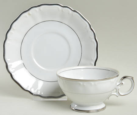 Silver Sonata Footed Cup & Saucer Set