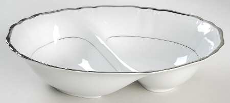 Silver Sonata 10" Oval Divided Vegetable Bowl