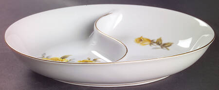 Yellow Rose 10" Oval Divided Vegetable Bowl