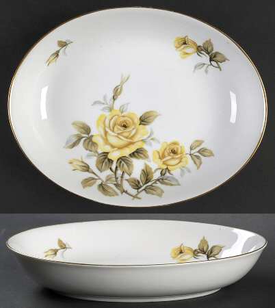 Yellow Rose 10" Oval Vegetable Bowl