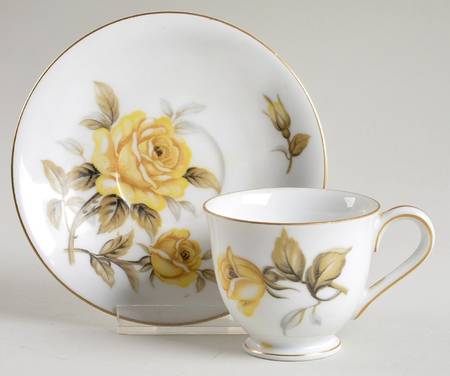 Yellow Rose Footed Demitasse Cup & Saucer Set