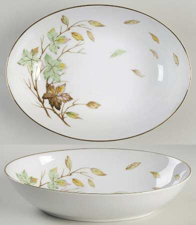 Swirling Leaves 10" Oval Vegetable Bowl