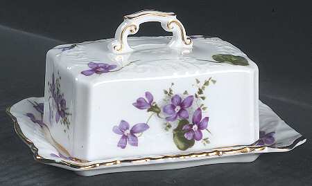 Victorian Violets Rectangular Covered Butter by Hammersley