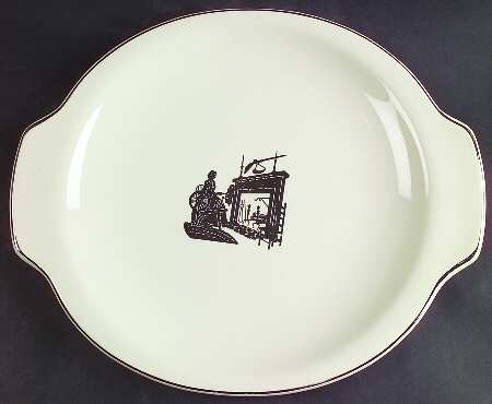 Colonial Lady (Smooth) Platinum Trim Handled Cake Plate by Harker