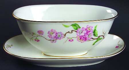 Blossomtime White Gravy Boat with Attached Underplate