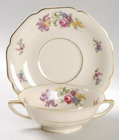 Cora Footed Cream Soup Bowl & Saucer Set